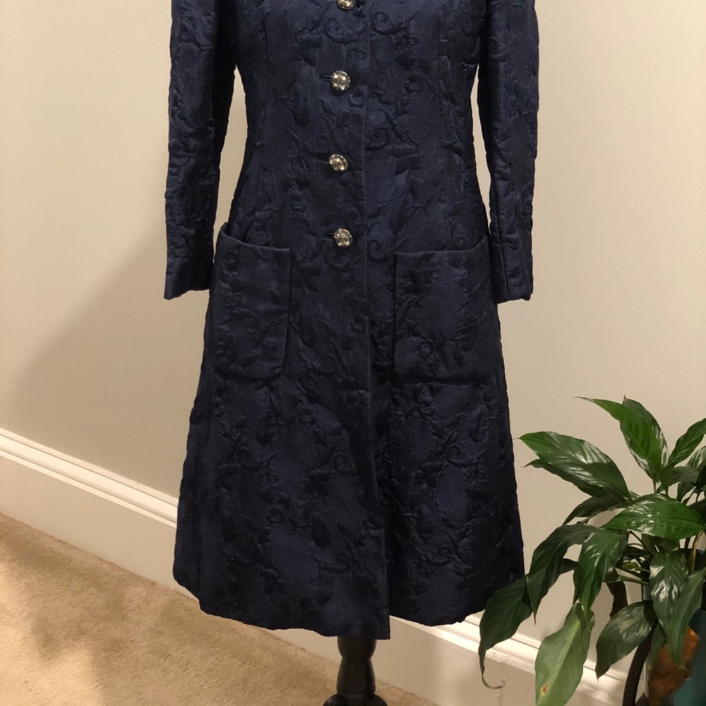 Vintage navy blue long length coat - Picture 16 of 16